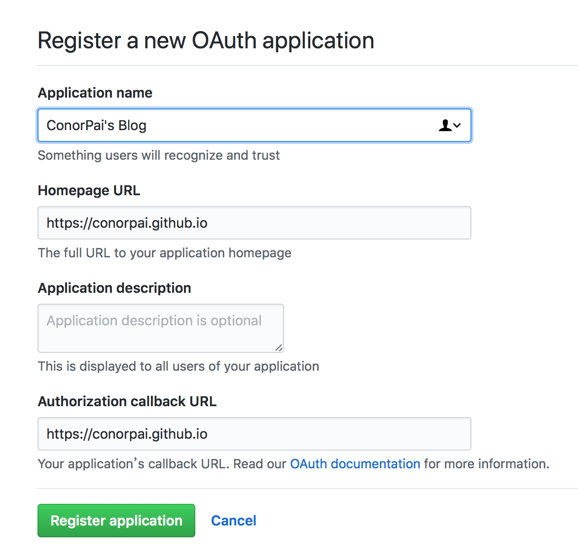 创建OAuth Apps